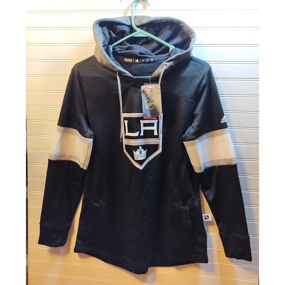 Adidas NHL Los Angeles Kings Platinum Crew Hoodie‎ Black Gray Womens Medium NWT